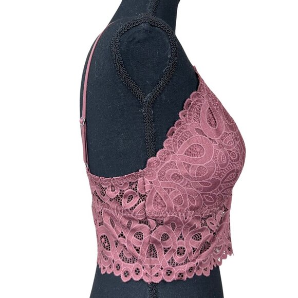 Gilly Hicks NWT Plum Lace Padded Adjustable Straps Long Line Bralette Bra Size L - Picture 7 of 13